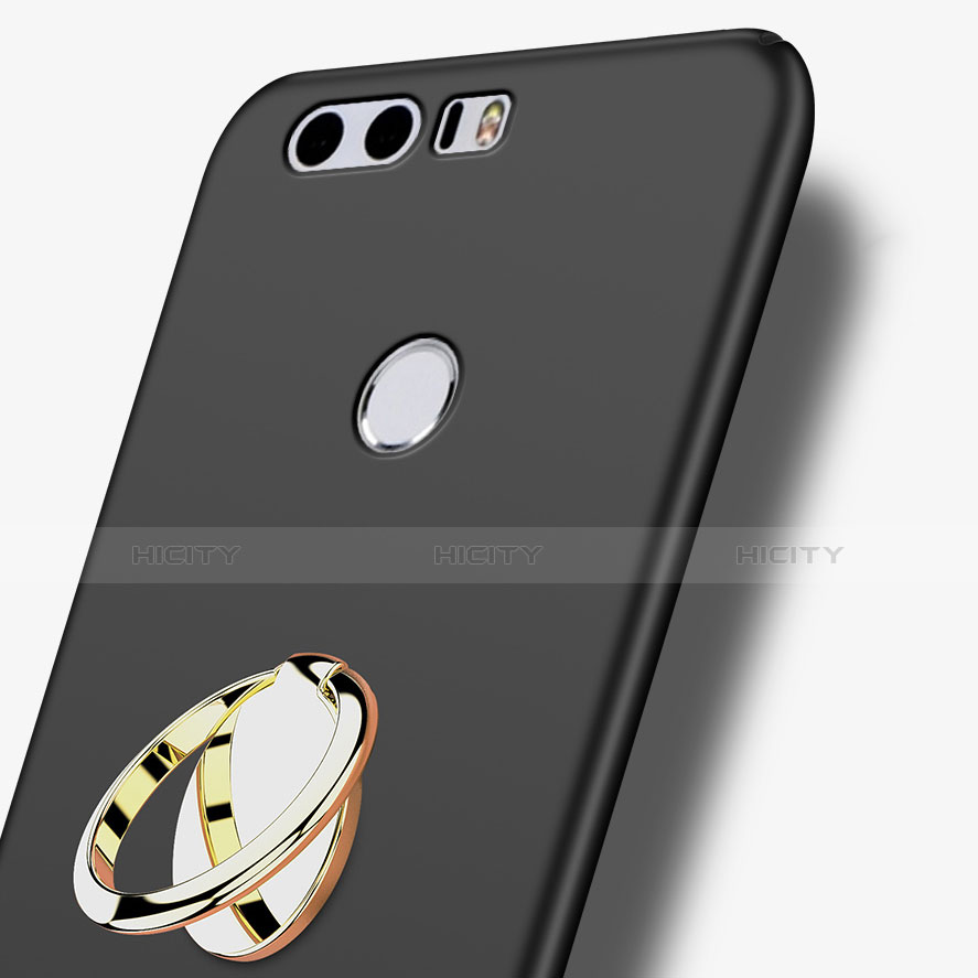 Huawei Honor 8用ハードケース プラスチック 質感もマット アンド指輪 A03 ファーウェイ ブラック