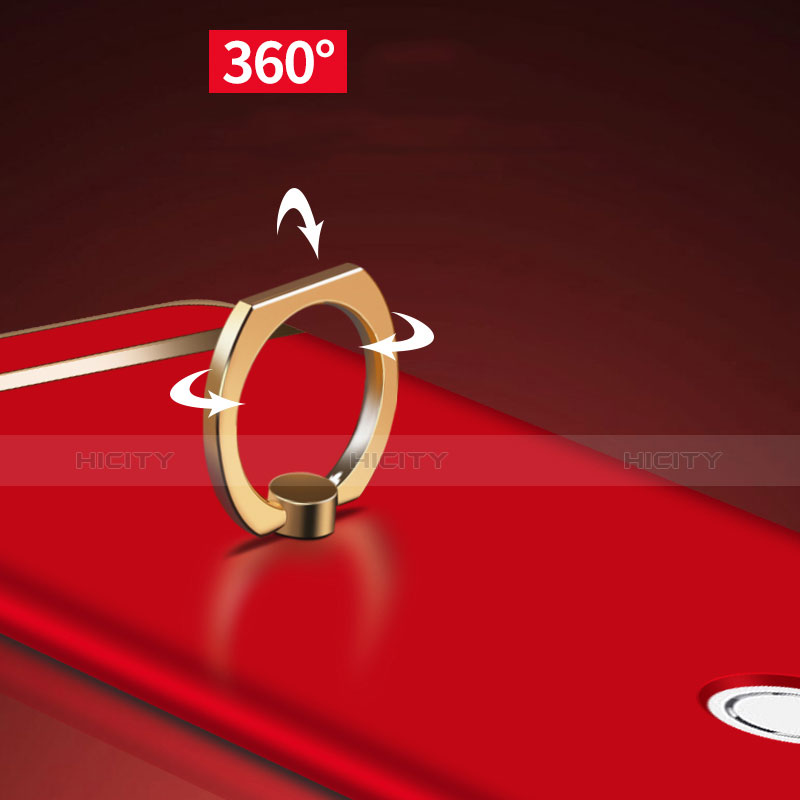 Huawei Honor 8用ケース 高級感 手触り良い メタル兼プラスチック バンパー アンド指輪 ファーウェイ レッド