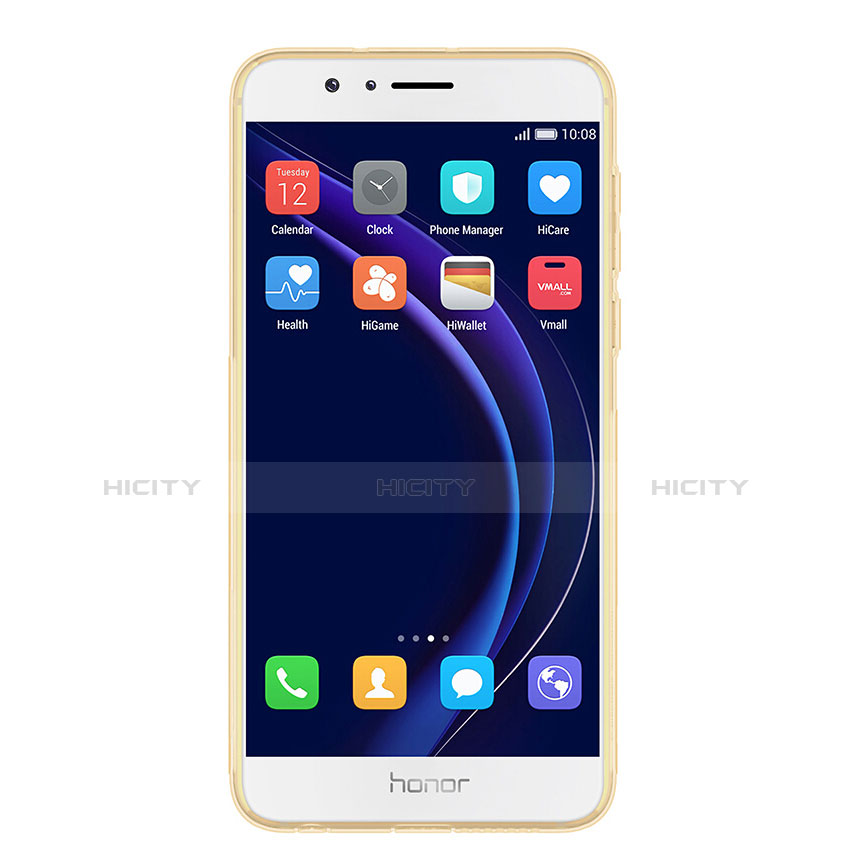 Huawei Honor 8用極薄ソフトケース シリコンケース 耐衝撃 全面保護 クリア透明 T05 ファーウェイ グレー