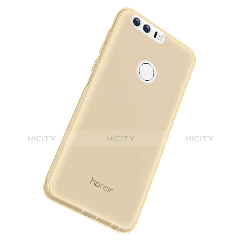 Huawei Honor 8用極薄ソフトケース シリコンケース 耐衝撃 全面保護 クリア透明 T05 ファーウェイ グレー