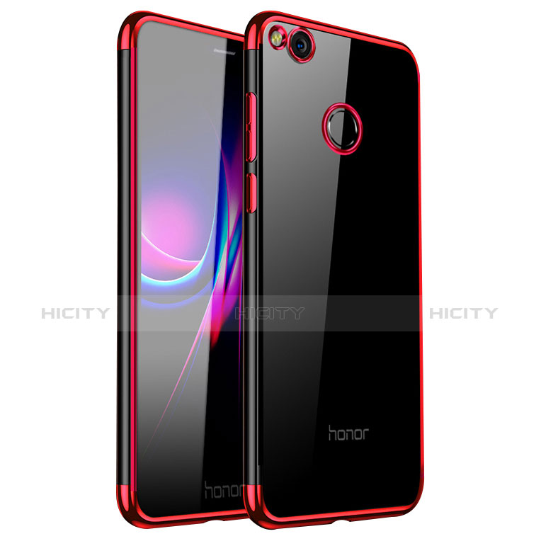 Huawei Honor 8 Lite用極薄ソフトケース シリコンケース 耐衝撃 全面保護 クリア透明 H01 ファーウェイ レッド