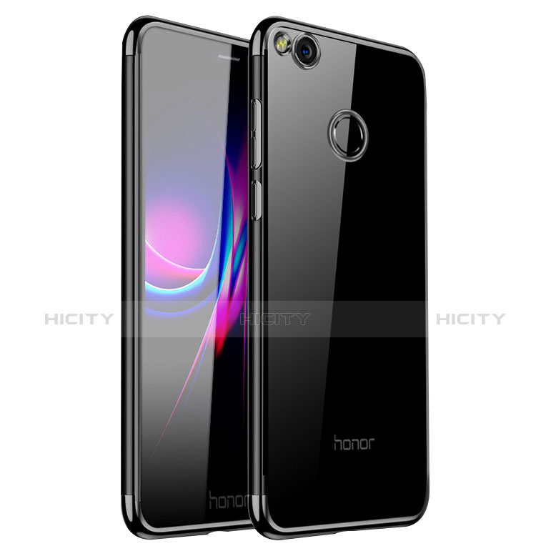 Huawei Honor 8 Lite用極薄ソフトケース シリコンケース 耐衝撃 全面保護 クリア透明 H01 ファーウェイ ブラック