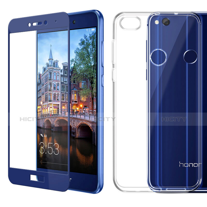 Huawei Honor 8 Lite用極薄ソフトケース シリコンケース 耐衝撃 全面保護 クリア透明 アンド液晶保護フィルム ファーウェイ ネイビー
