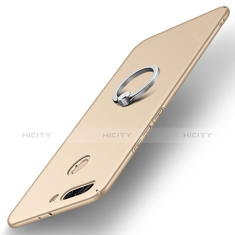 Huawei Honor 8 Pro用ハードケース プラスチック 質感もマット アンド指輪 A01 ファーウェイ ゴールド