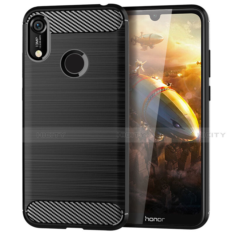 Huawei Honor 8A用シリコンケース ソフトタッチラバー ライン カバー ファーウェイ ブラック