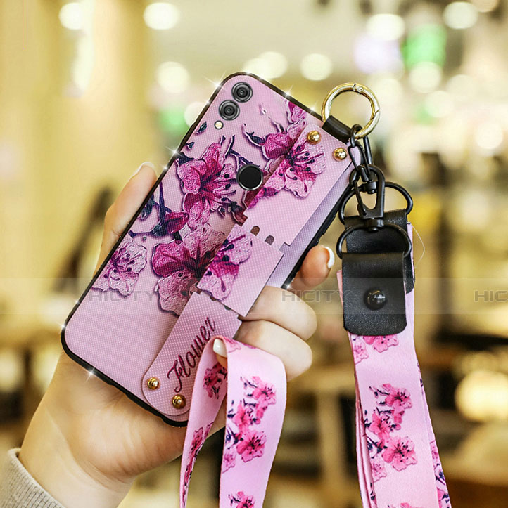 Huawei Honor 8X用シリコンケース ソフトタッチラバー 花 S01 ファーウェイ ピンク