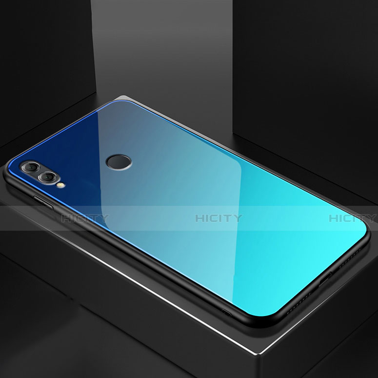 Huawei Honor 8X用ハイブリットバンパーケース プラスチック 鏡面 カバー M02 ファーウェイ ブルー