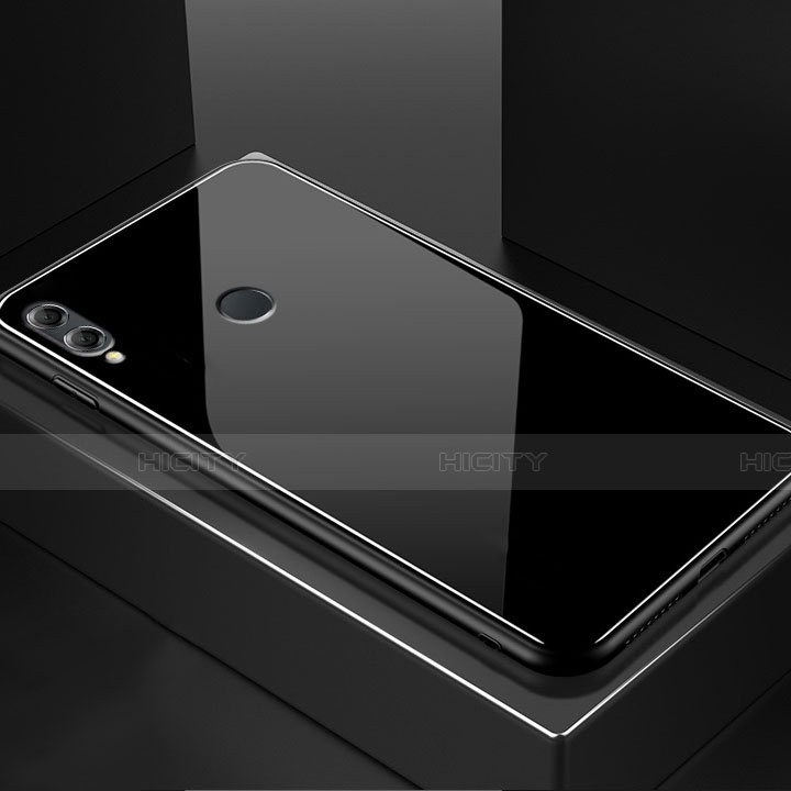 Huawei Honor 8X用ハイブリットバンパーケース プラスチック 鏡面 カバー M02 ファーウェイ ブラック