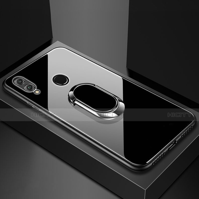 Huawei Honor 8X用ハイブリットバンパーケース プラスチック 鏡面 カバー アンド指輪 マグネット式 ファーウェイ ブラック