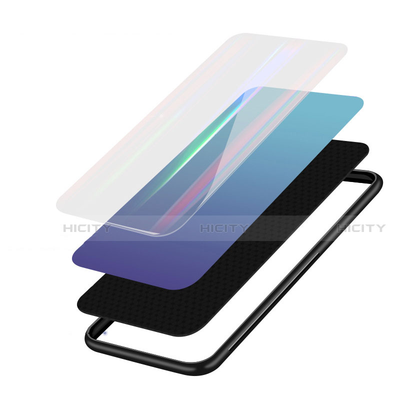 Huawei Honor 8X用ハイブリットバンパーケース プラスチック 鏡面 虹 グラデーション 勾配色 カバー R01 ファーウェイ 