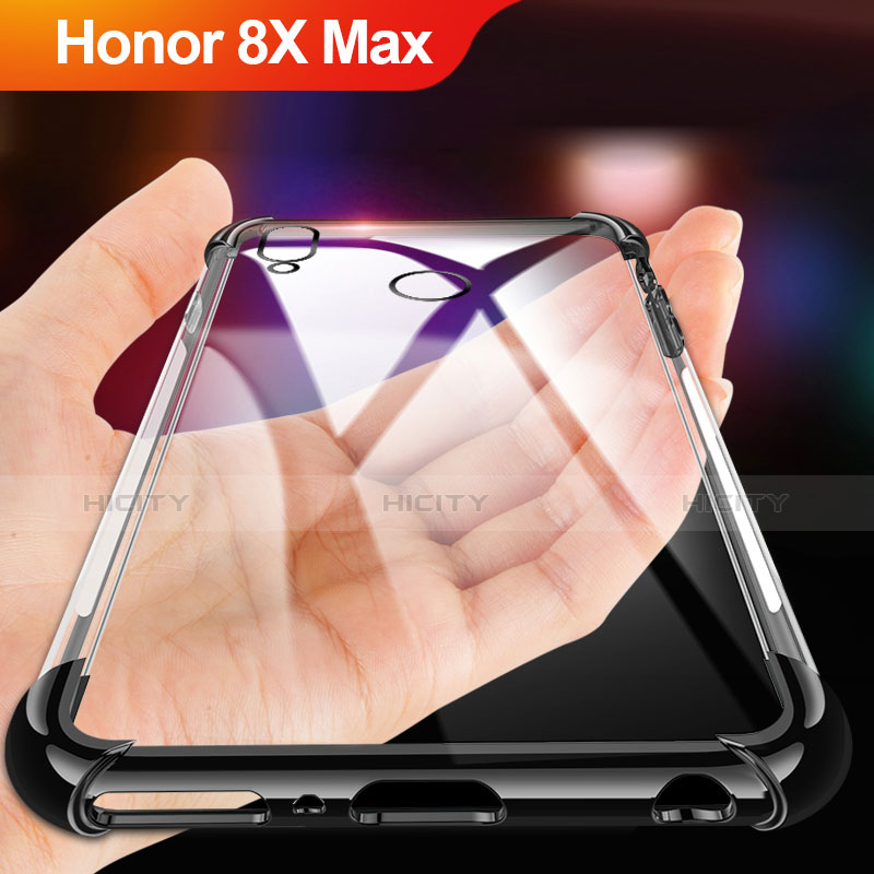 Huawei Honor 8X Max用極薄ソフトケース シリコンケース 耐衝撃 全面保護 クリア透明 A02 ファーウェイ ブラック