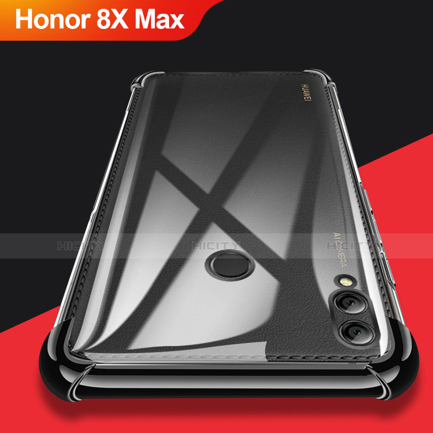 Huawei Honor 8X Max用極薄ソフトケース シリコンケース 耐衝撃 全面保護 クリア透明 T08 ファーウェイ ブラック