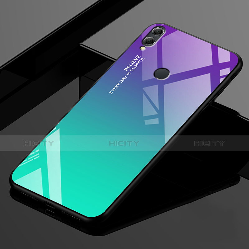 Huawei Honor 8X Max用ハイブリットバンパーケース プラスチック 鏡面 虹 グラデーション 勾配色 カバー ファーウェイ グリーン