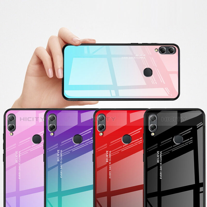 Huawei Honor 8X Max用ハイブリットバンパーケース プラスチック 鏡面 虹 グラデーション 勾配色 カバー ファーウェイ 