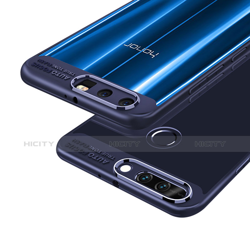 Huawei Honor 9用360度 フルカバーハイブリットバンパーケース クリア透明 プラスチック 鏡面 ファーウェイ ネイビー