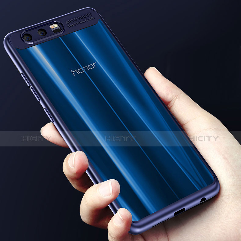 Huawei Honor 9用360度 フルカバーハイブリットバンパーケース クリア透明 プラスチック 鏡面 ファーウェイ ネイビー
