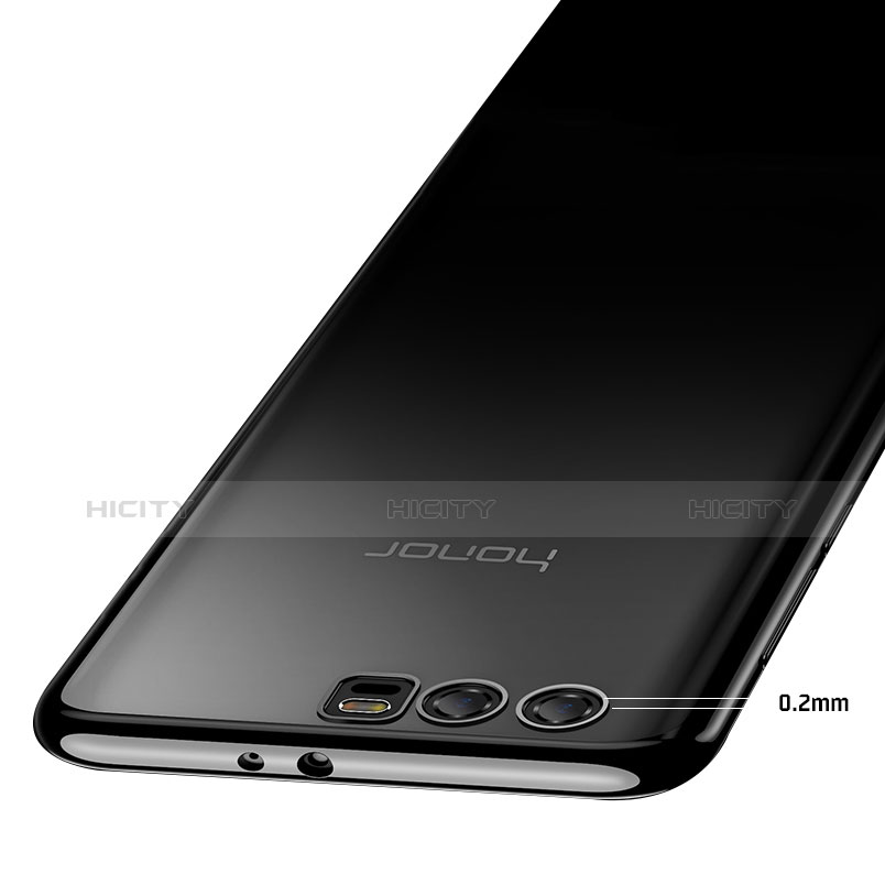 Huawei Honor 9用極薄ソフトケース シリコンケース 耐衝撃 全面保護 クリア透明 T04 ファーウェイ ブラック