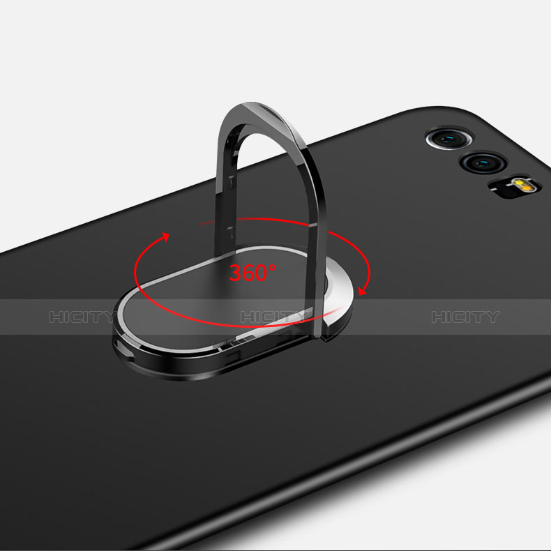 Huawei Honor 9用ハードケース プラスチック 質感もマット アンド指輪 亦 ひも ファーウェイ ブラック