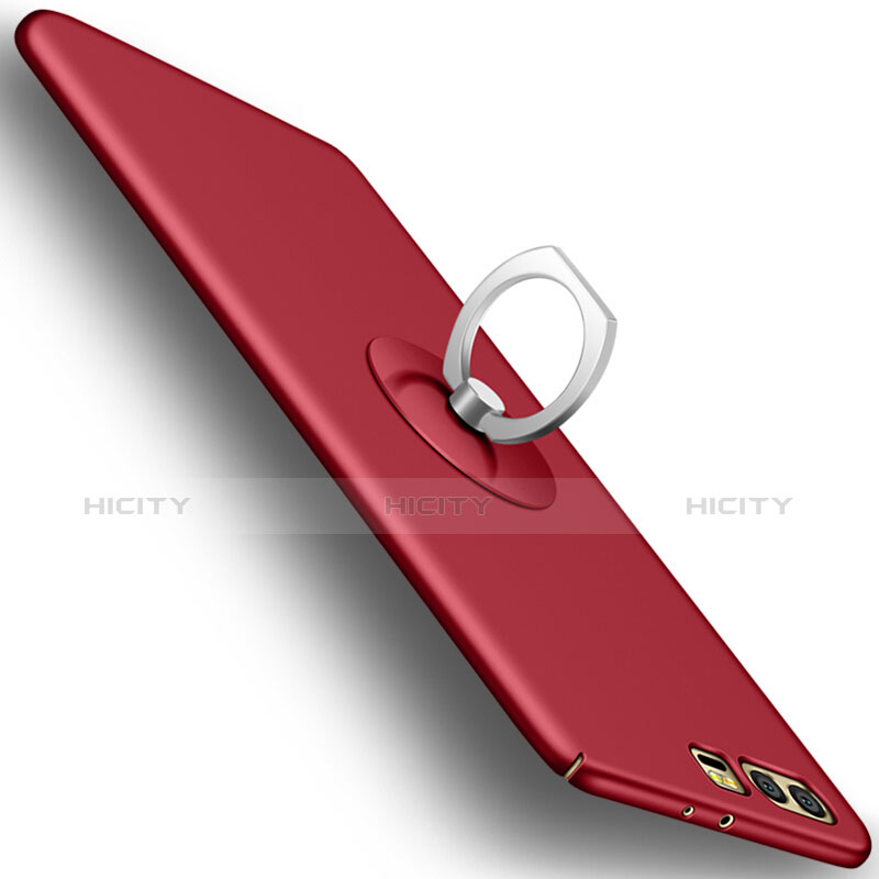 Huawei Honor 9用ハードケース プラスチック 質感もマット アンド指輪 ファーウェイ レッド