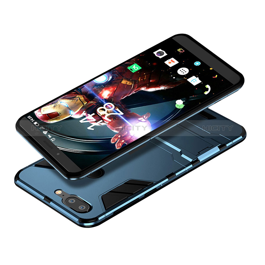 Huawei Honor 9 Lite用ハイブリットバンパーケース スタンド プラスチック 兼シリコーン ファーウェイ ネイビー