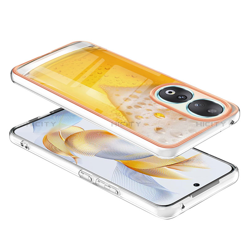 Huawei Honor 90 5G用シリコンケース ソフトタッチラバー バタフライ パターン カバー YB8 ファーウェイ イエロー