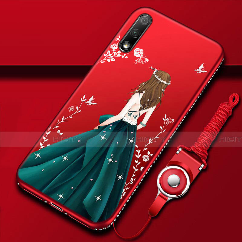 Huawei Honor 9X用シリコンケース ソフトタッチラバー バタフライ ドレスガール ドレス少女 カバー S01 ファーウェイ マルチカラー