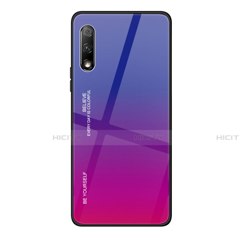 Huawei Honor 9X用ハイブリットバンパーケース プラスチック 鏡面 虹 グラデーション 勾配色 カバー ファーウェイ ローズレッド
