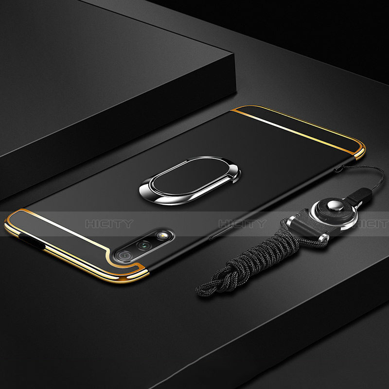 Huawei Honor 9X用ケース 高級感 手触り良い メタル兼プラスチック バンパー アンド指輪 A01 ファーウェイ ブラック