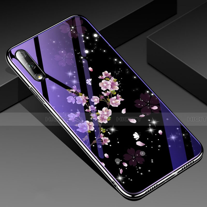 Huawei Honor 9X用ハイブリットバンパーケース プラスチック 鏡面 花 カバー ファーウェイ 