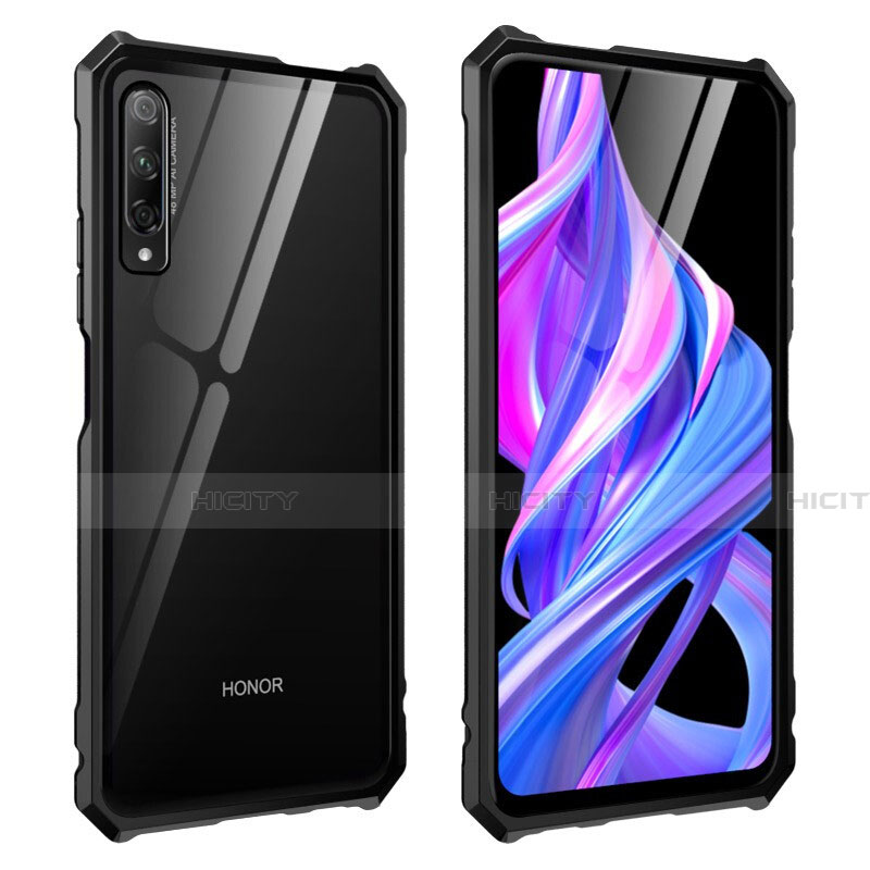 Huawei Honor 9X Pro用ケース 高級感 手触り良い アルミメタル 製の金属製 360度 フルカバーバンパー 鏡面 カバー M01 ファーウェイ ブラック