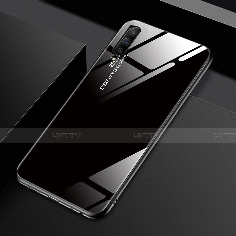 Huawei Honor 9X Pro用ハイブリットバンパーケース プラスチック 鏡面 虹 グラデーション 勾配色 カバー ファーウェイ ブラック