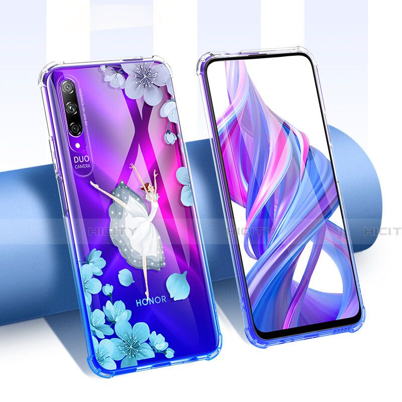 Huawei Honor 9X Pro用極薄ソフトケース シリコンケース 耐衝撃 全面保護 クリア透明 花 T01 ファーウェイ 