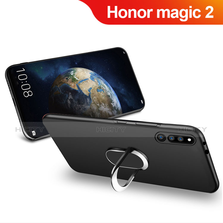Huawei Honor Magic 2用極薄ソフトケース シリコンケース 耐衝撃 全面保護 アンド指輪 マグネット式 ファーウェイ ブラック