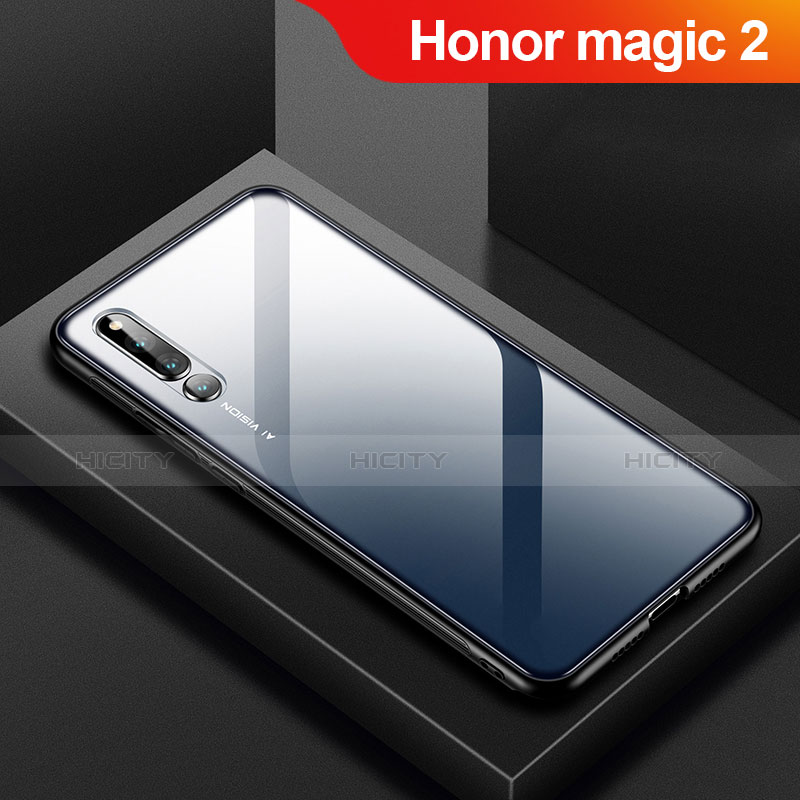 Huawei Honor Magic 2用ハイブリットバンパーケース クリア透明 プラスチック 鏡面 カバー M01 ファーウェイ ブラック