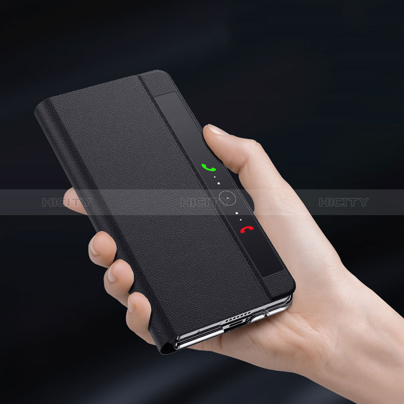 Huawei Honor Magic Vs Ultimate 5G用ハイブリットバンパーケース 高級感 手触り良いレザー柄 兼プラスチック ファーウェイ ブラック