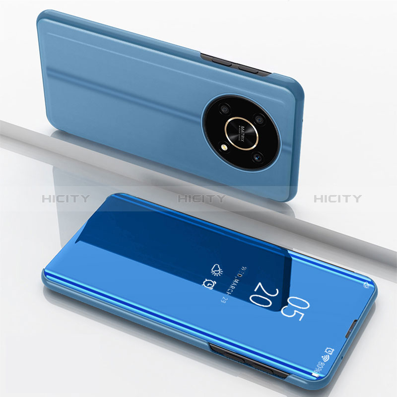 Huawei Honor Magic4 Lite 5G用手帳型 レザーケース スタンド 鏡面 カバー ファーウェイ ネイビー