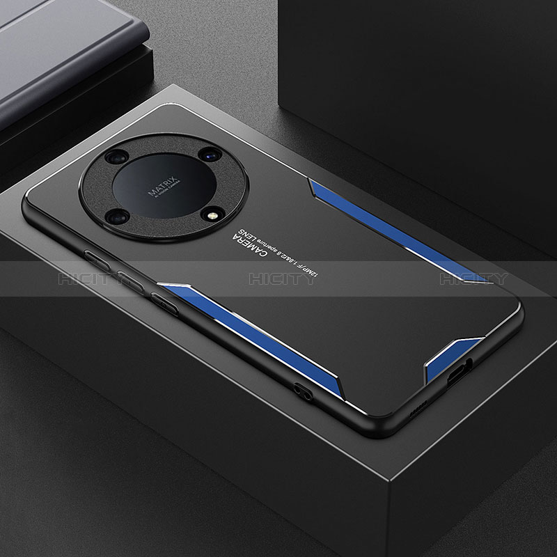 Huawei Honor Magic5 Lite 5G用ケース 高級感 手触り良い アルミメタル 製の金属製 兼シリコン カバー PB1 ファーウェイ ネイビー