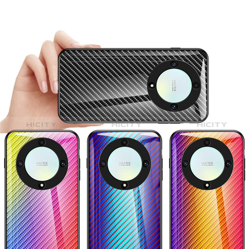 Huawei Honor Magic5 Lite 5G用ハイブリットバンパーケース プラスチック 鏡面 虹 グラデーション 勾配色 カバー LS2 ファーウェイ 