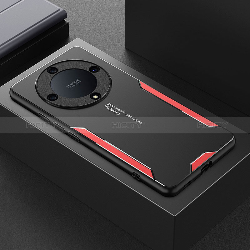 Huawei Honor Magic6 Lite 5G用ケース 高級感 手触り良い アルミメタル 製の金属製 兼シリコン カバー PB2 ファーウェイ レッド
