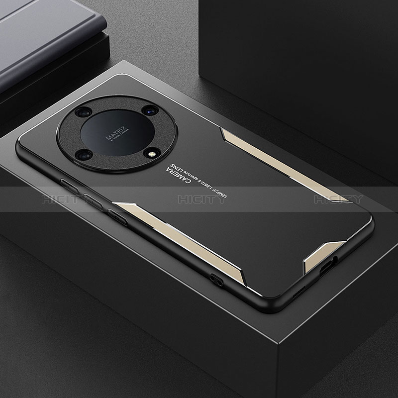 Huawei Honor Magic6 Lite 5G用ケース 高級感 手触り良い アルミメタル 製の金属製 兼シリコン カバー PB2 ファーウェイ ゴールド