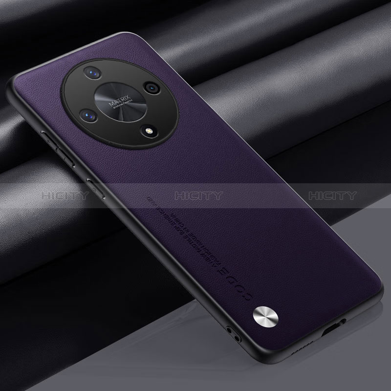 Huawei Honor Magic6 Lite 5G用ケース 高級感 手触り良いレザー柄 S02 ファーウェイ パープル