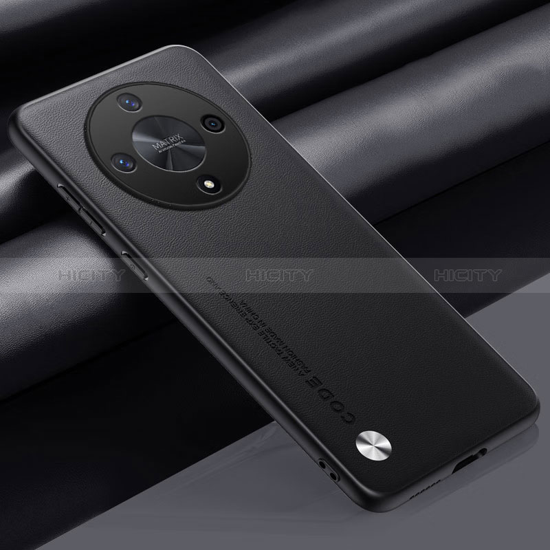 Huawei Honor Magic6 Lite 5G用ケース 高級感 手触り良いレザー柄 S02 ファーウェイ ブラック