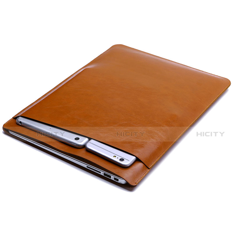 Huawei Honor MagicBook 15用高品質ソフトレザーポーチバッグ ケース イヤホンを指したまま ファーウェイ オレンジ