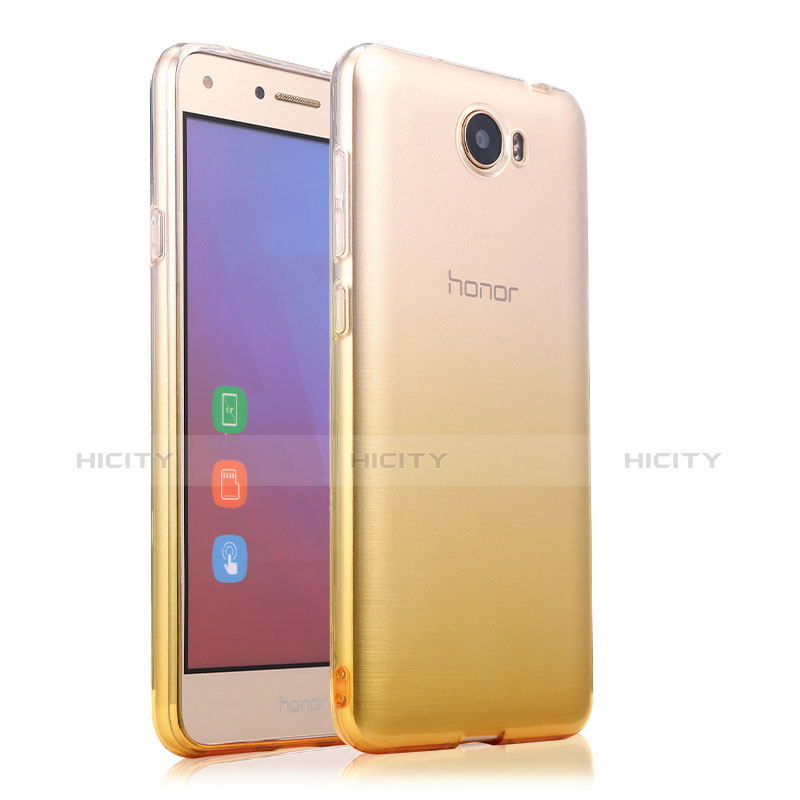 Huawei Honor Play 5用極薄ソフトケース グラデーション 勾配色 クリア透明 ファーウェイ イエロー