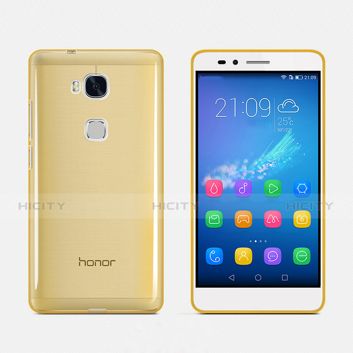Huawei Honor Play 5X用極薄ソフトケース シリコンケース 耐衝撃 全面保護 クリア透明 カバー ファーウェイ ゴールド