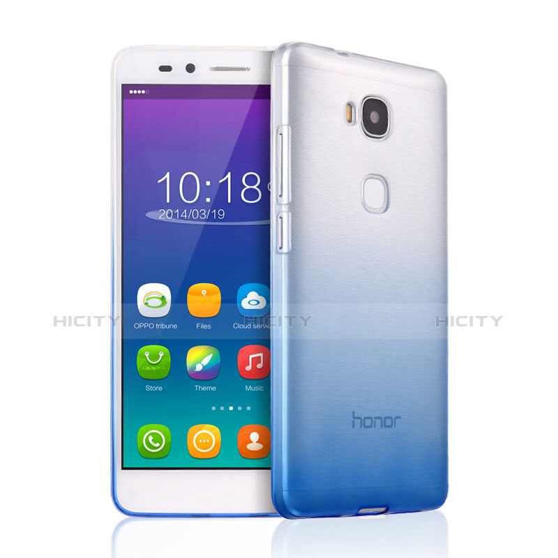 Huawei Honor Play 5X用極薄ソフトケース グラデーション 勾配色 クリア透明 ファーウェイ ブルー