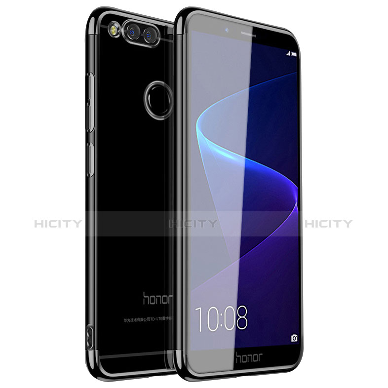 Huawei Honor Play 7X用極薄ソフトケース シリコンケース 耐衝撃 全面保護 クリア透明 H01 ファーウェイ ブラック