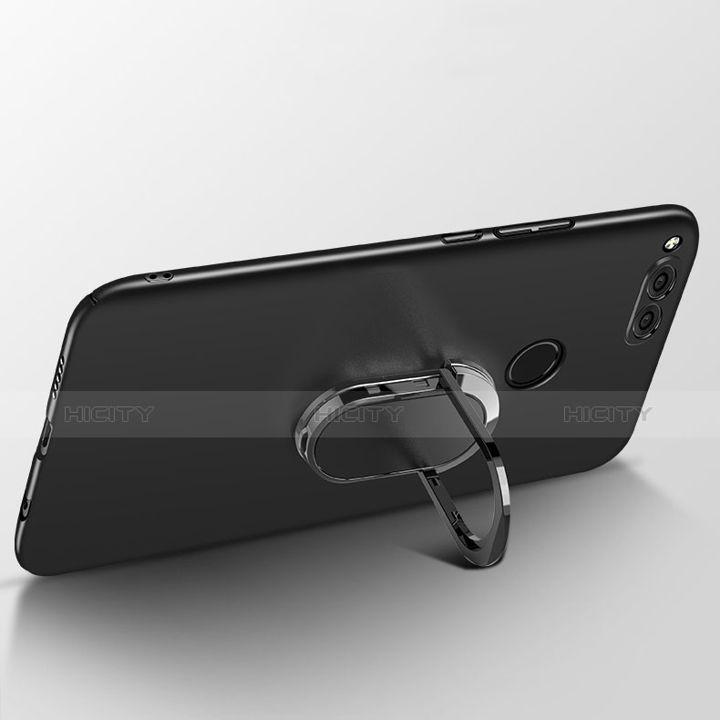 Huawei Honor Play 7X用ハードケース プラスチック 質感もマット アンド指輪 ファーウェイ ブラック