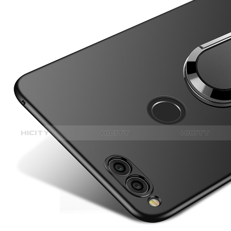 Huawei Honor Play 7X用ハードケース プラスチック 質感もマット アンド指輪 ファーウェイ ブラック