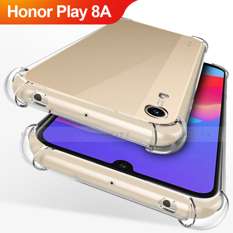 Huawei Honor Play 8A用極薄ソフトケース シリコンケース 耐衝撃 全面保護 クリア透明 T12 ファーウェイ クリア